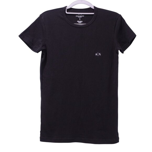 NWT AX Armani Exchange Stretch Cotton Fitted Crewneck Undershirt Sz S Black - Picture 2 of 6